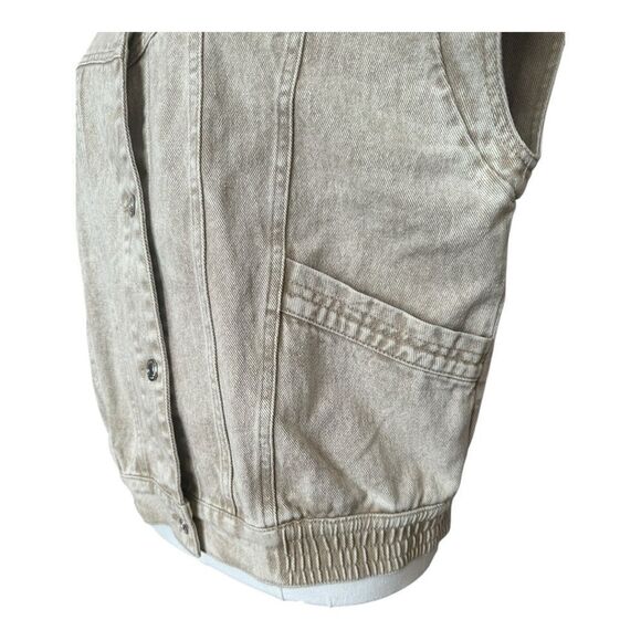 NWT Elan Joy Vest Tan Wash Button Down Denim with Pockets Sz Med - Picture 7 of 14